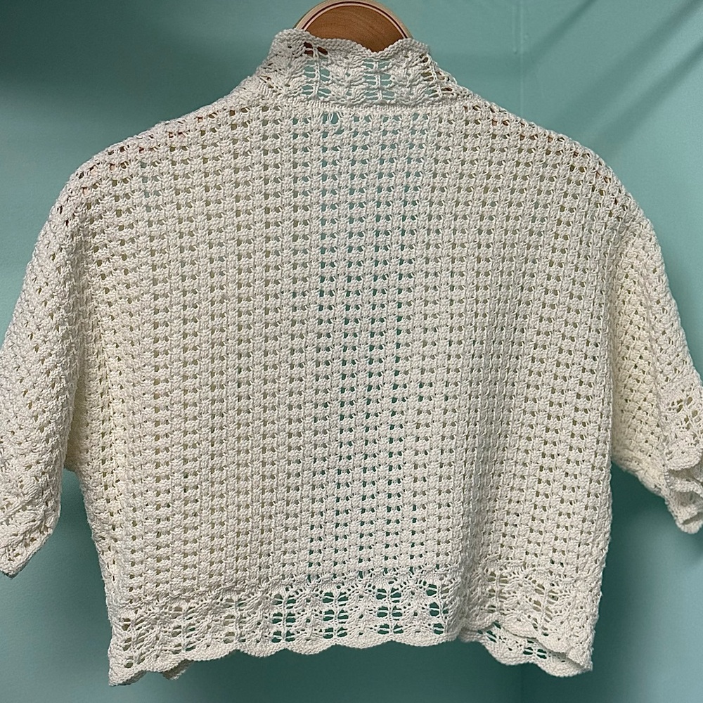 Off White Crochet Knit Cardigan - Picture 2 of 5